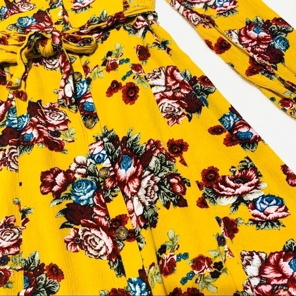 LUNA CHIX mini cute sun yellow floral dress XS - Picture 4 of 6